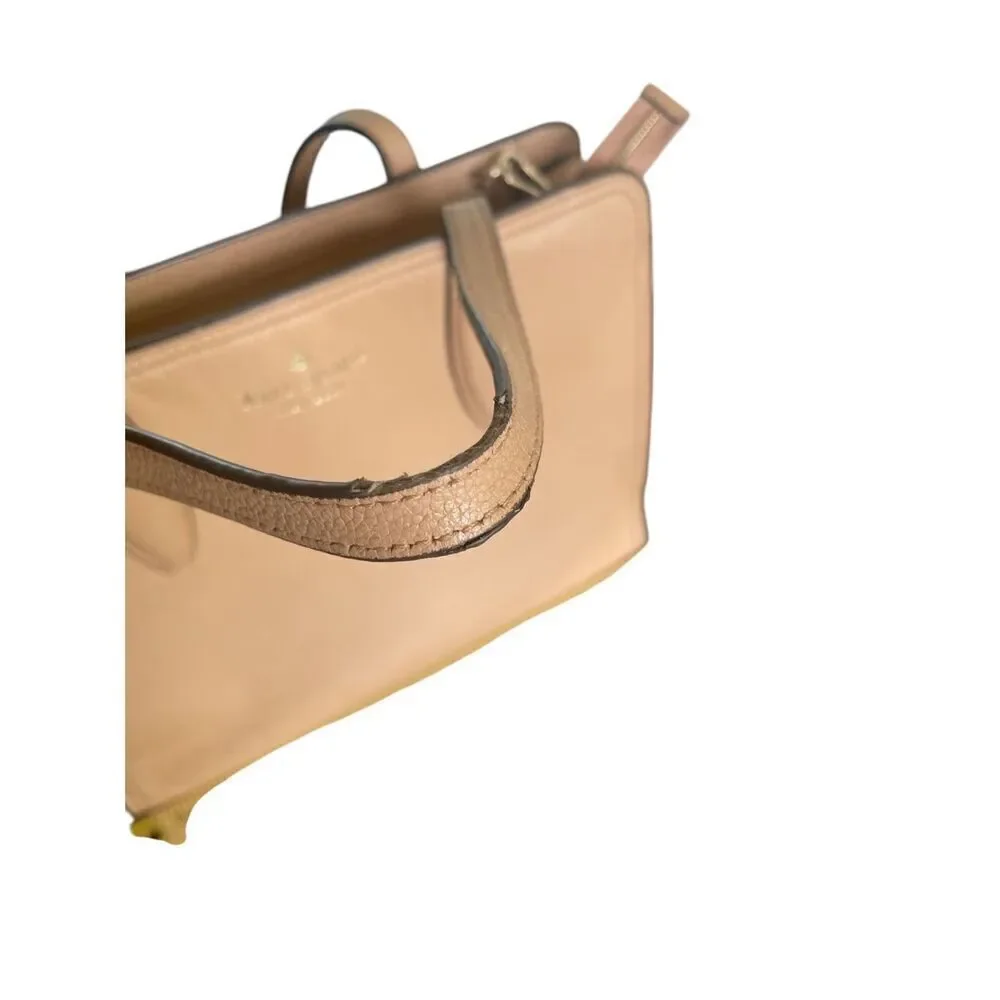 Kate Spade Pebbled Leather Rowe Medium Top Zip Satchel Warm Beige